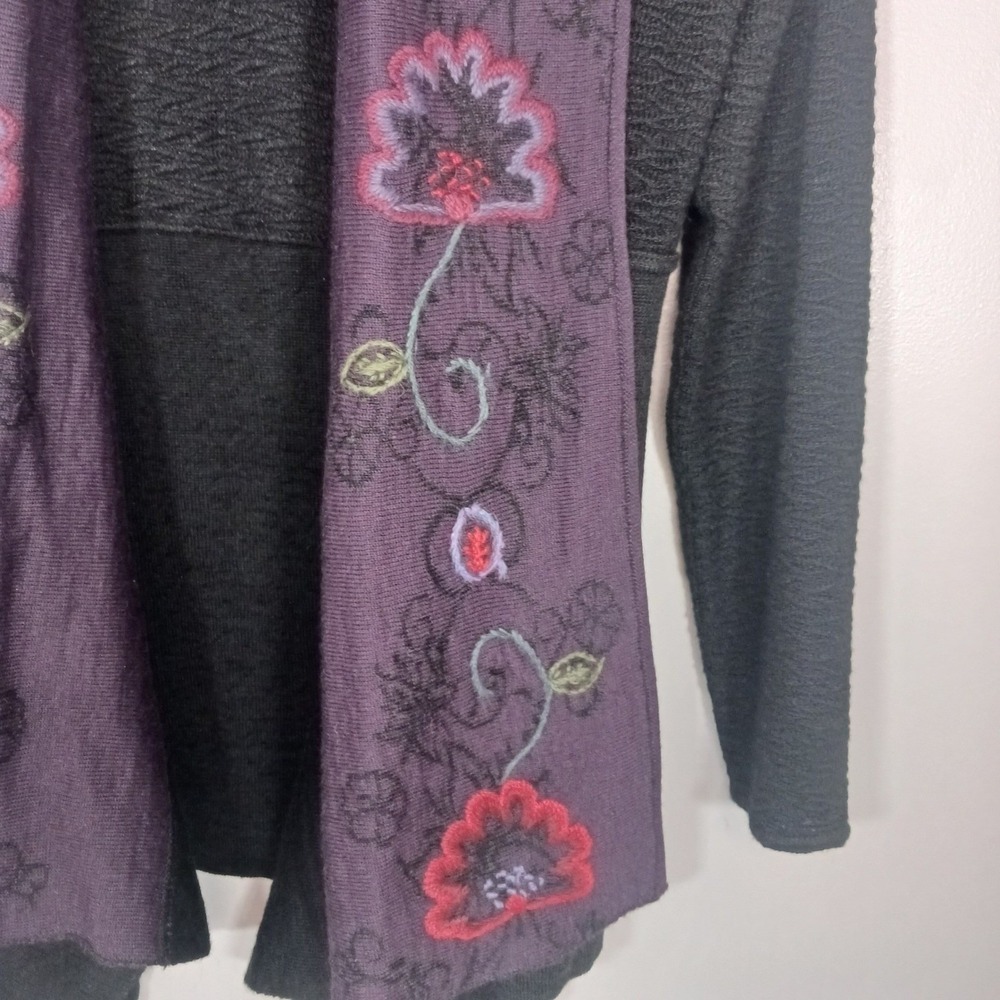 Simply Natural Alpaca Blend Embroidered Cardigan Women's L Asymmetrical Peru - Picture 6 of 8